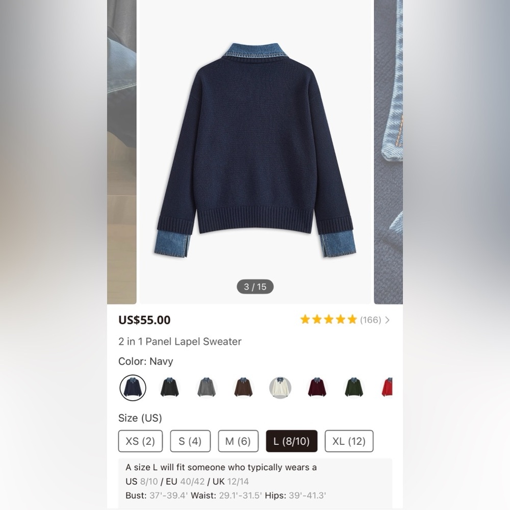 Commense 2 in 1 Panel Lapel Sweater in Navy 💙 - Picture 5 of 7